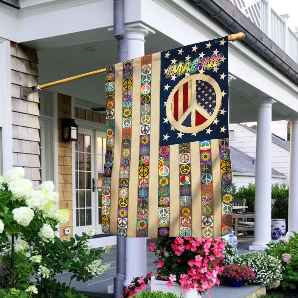 Double-Sided Peace Sign Hippie Flag - Custom Canvas Decor