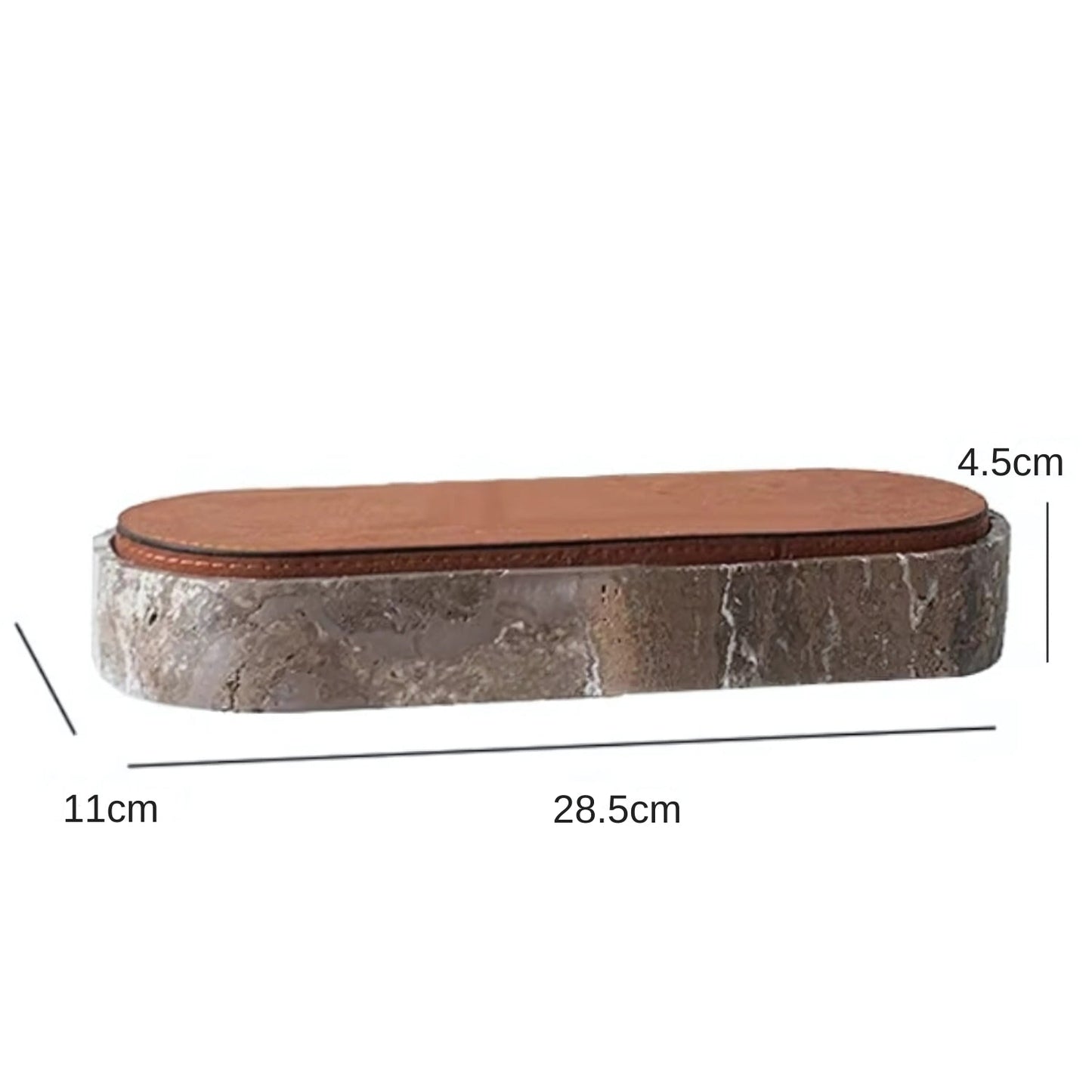 Travertine Jewelry Storage Box with PU Leather Lid