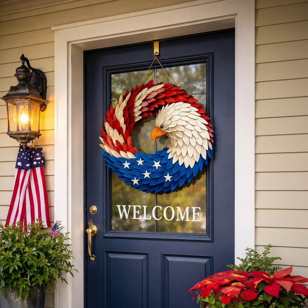 Veterans Eagle Wreath Wall Art for Indoor Outdoor Display