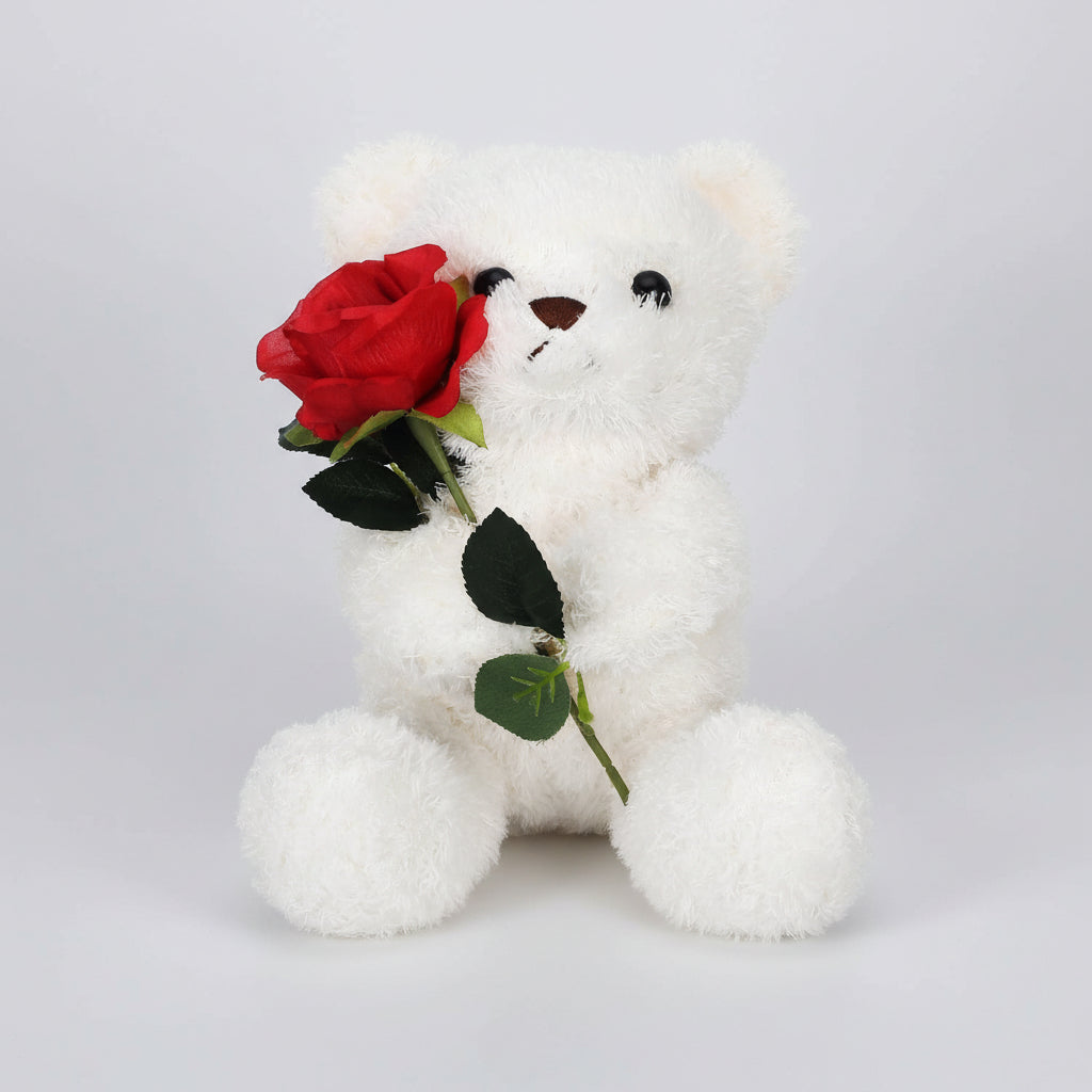 Plush Valentine Bear Stuffed Animal with Rose