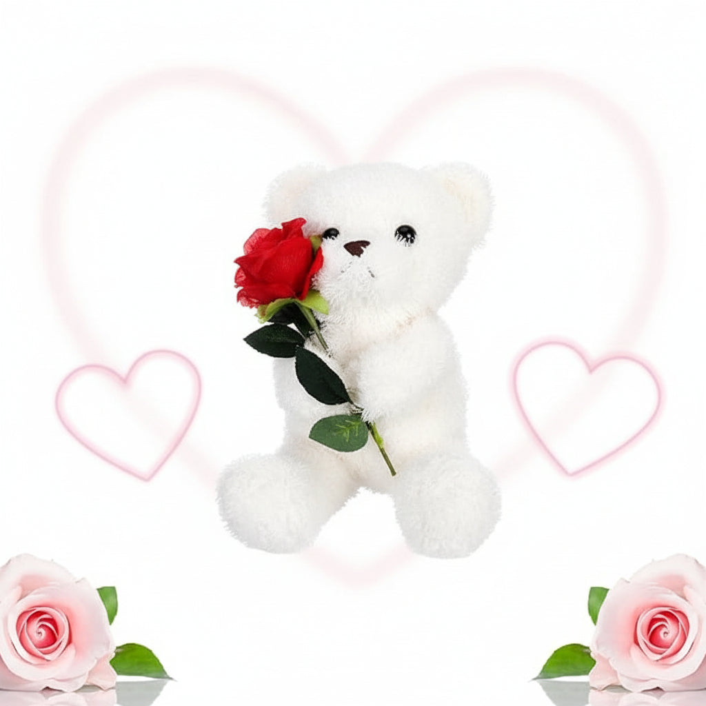 Plush Valentine Bear Stuffed Animal with Rose