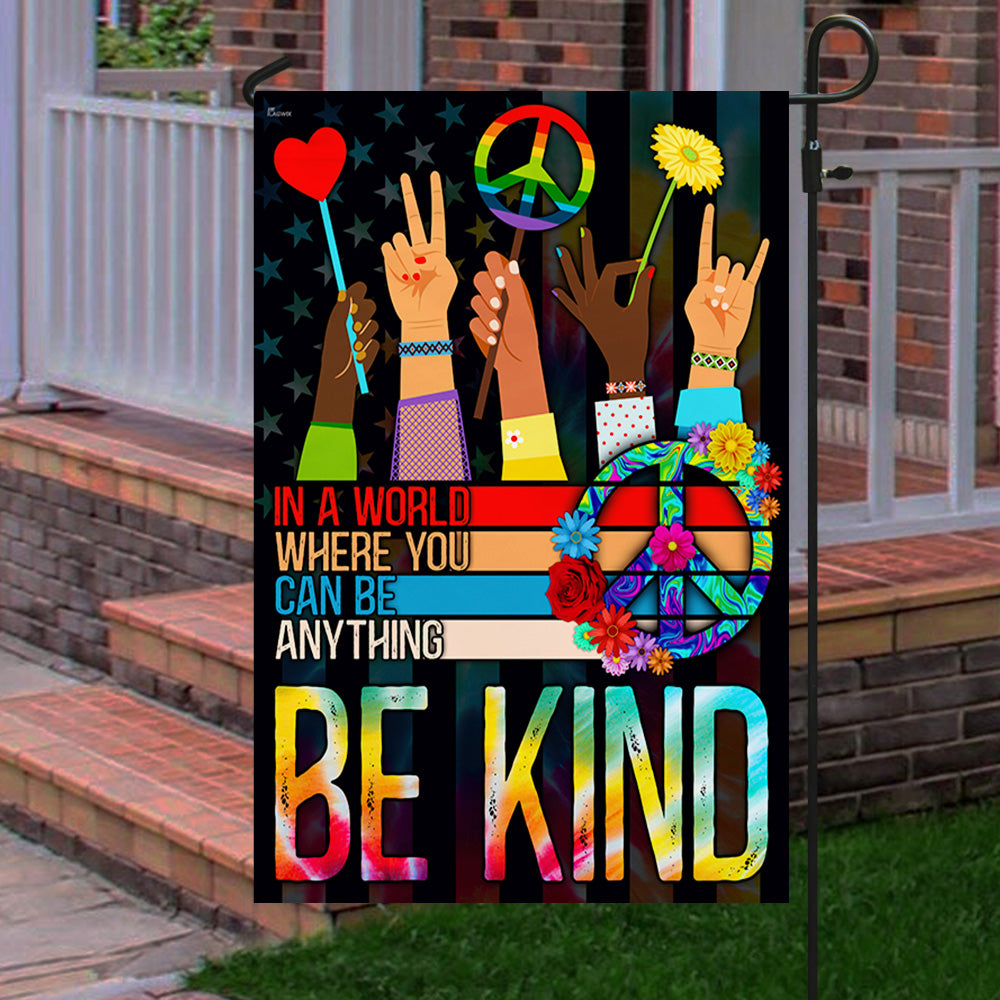 Be Kind Hippie Flag - Custom Double-Sided Canvas Decor