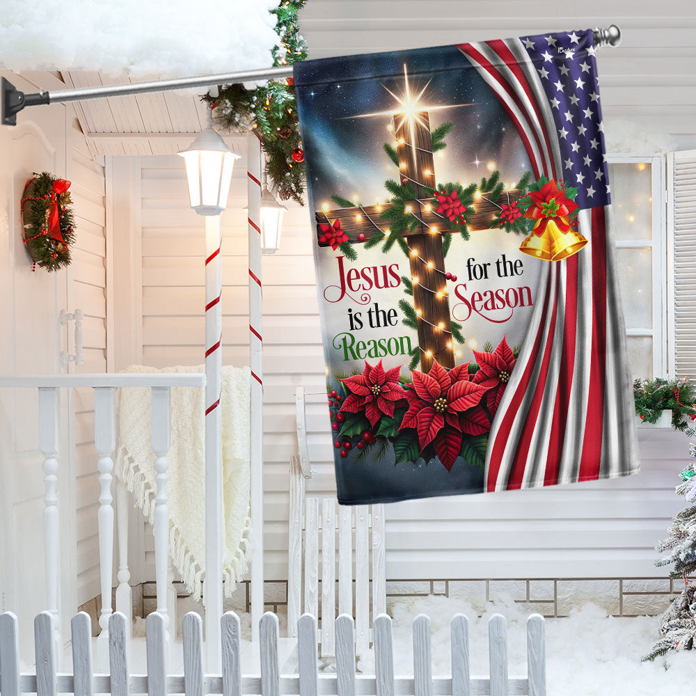 Jesus Is The Reason For The Season Christmas Flag - Double-Sided Canvas Decor