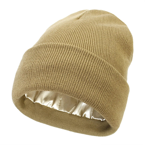 Silk Lined Wool Winter Beanie for Warmth and Hair Protection