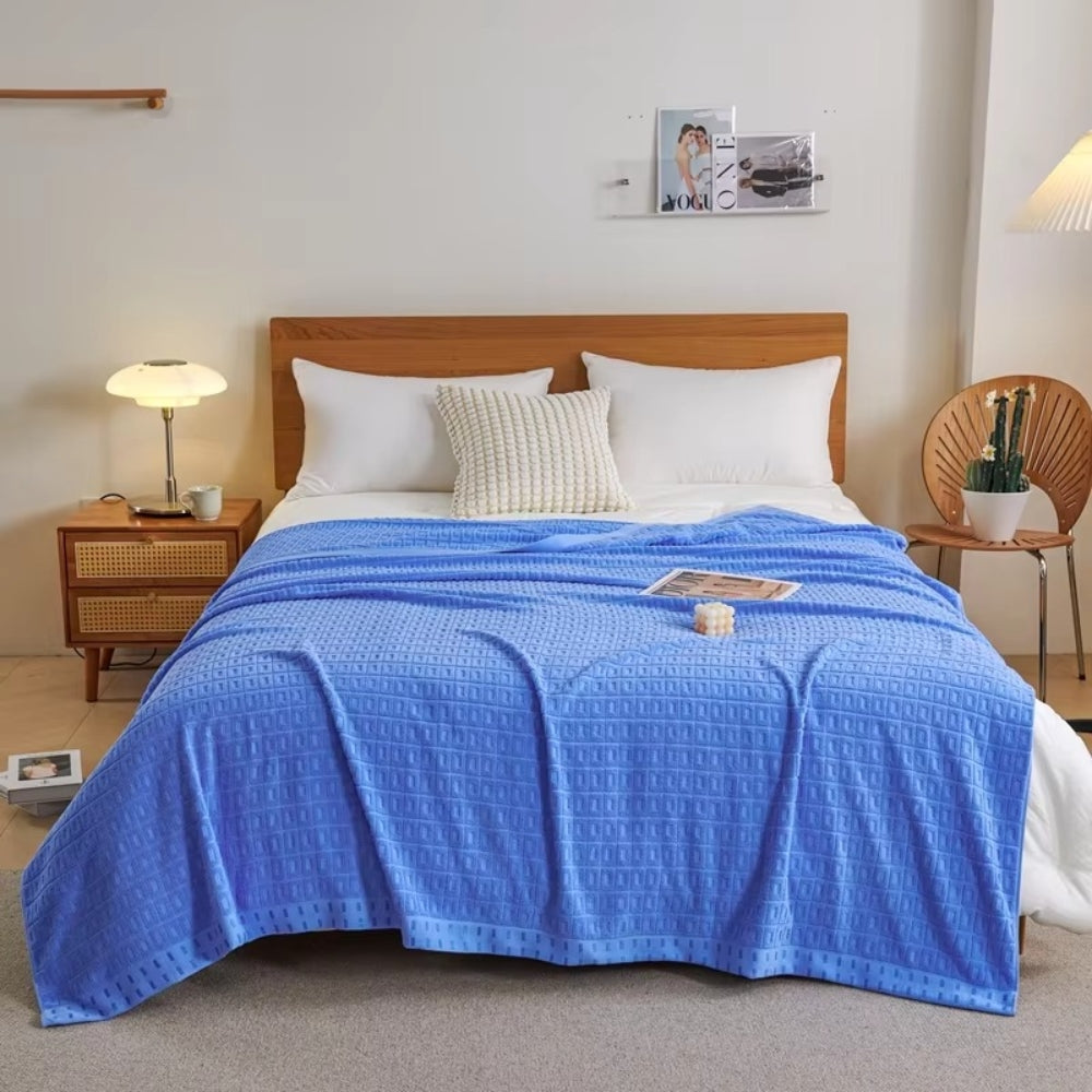Waffle Cotton Lightweight Summer Bedspread Blanket