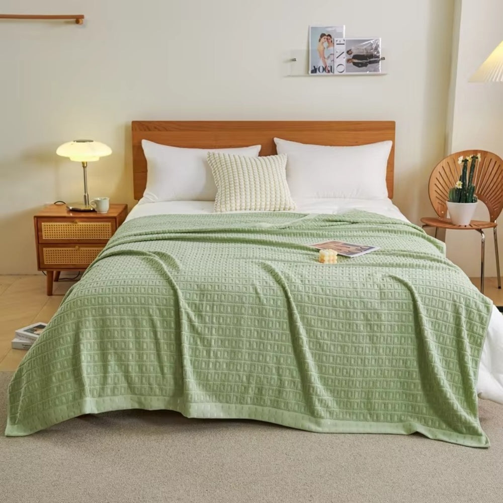 Waffle Cotton Lightweight Summer Bedspread Blanket