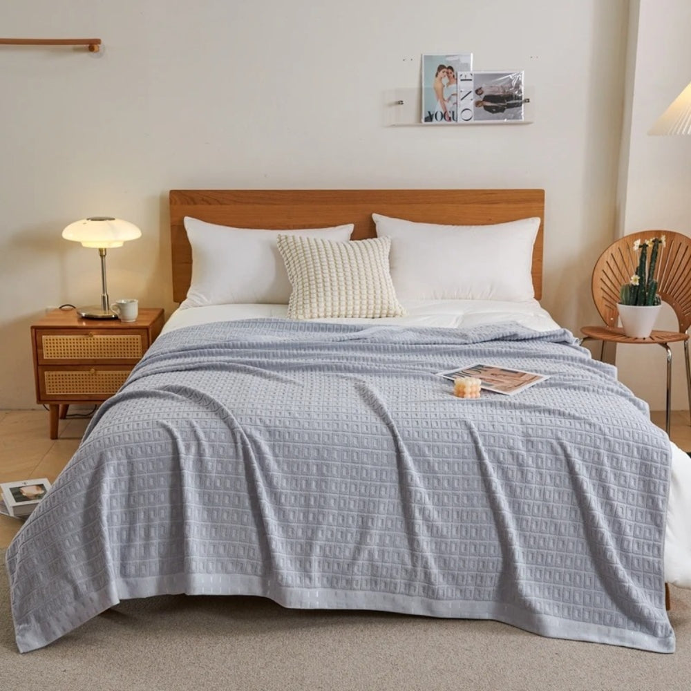 Waffle Cotton Lightweight Summer Bedspread Blanket