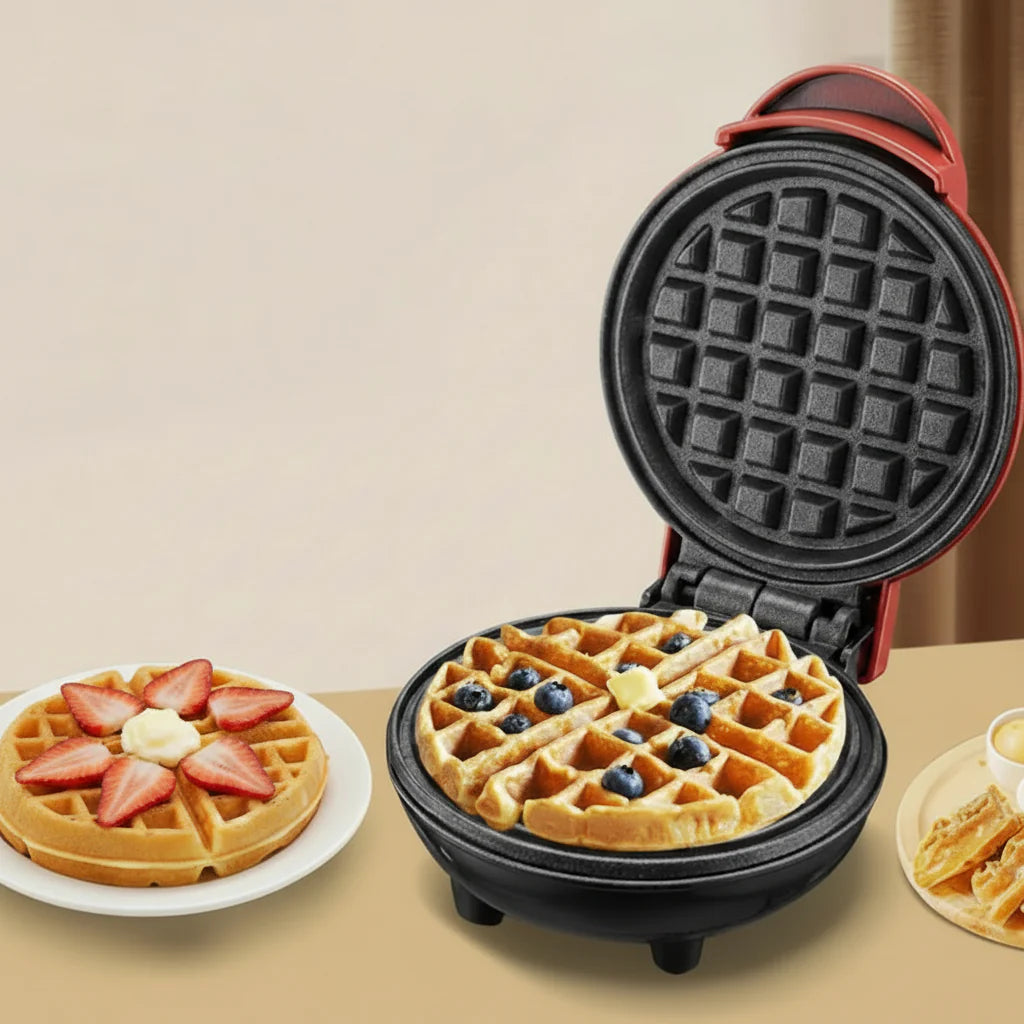 Electric Mini Waffle Maker with Double-Sided Heating for Quick Breakfasts