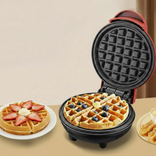 Electric Mini Waffle Maker with Double-Sided Heating for Quick Breakfasts