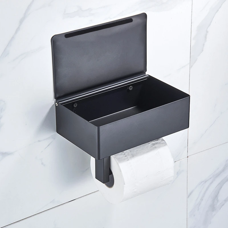 Elegant Metal Toilet Paper Holder in Black or Silver