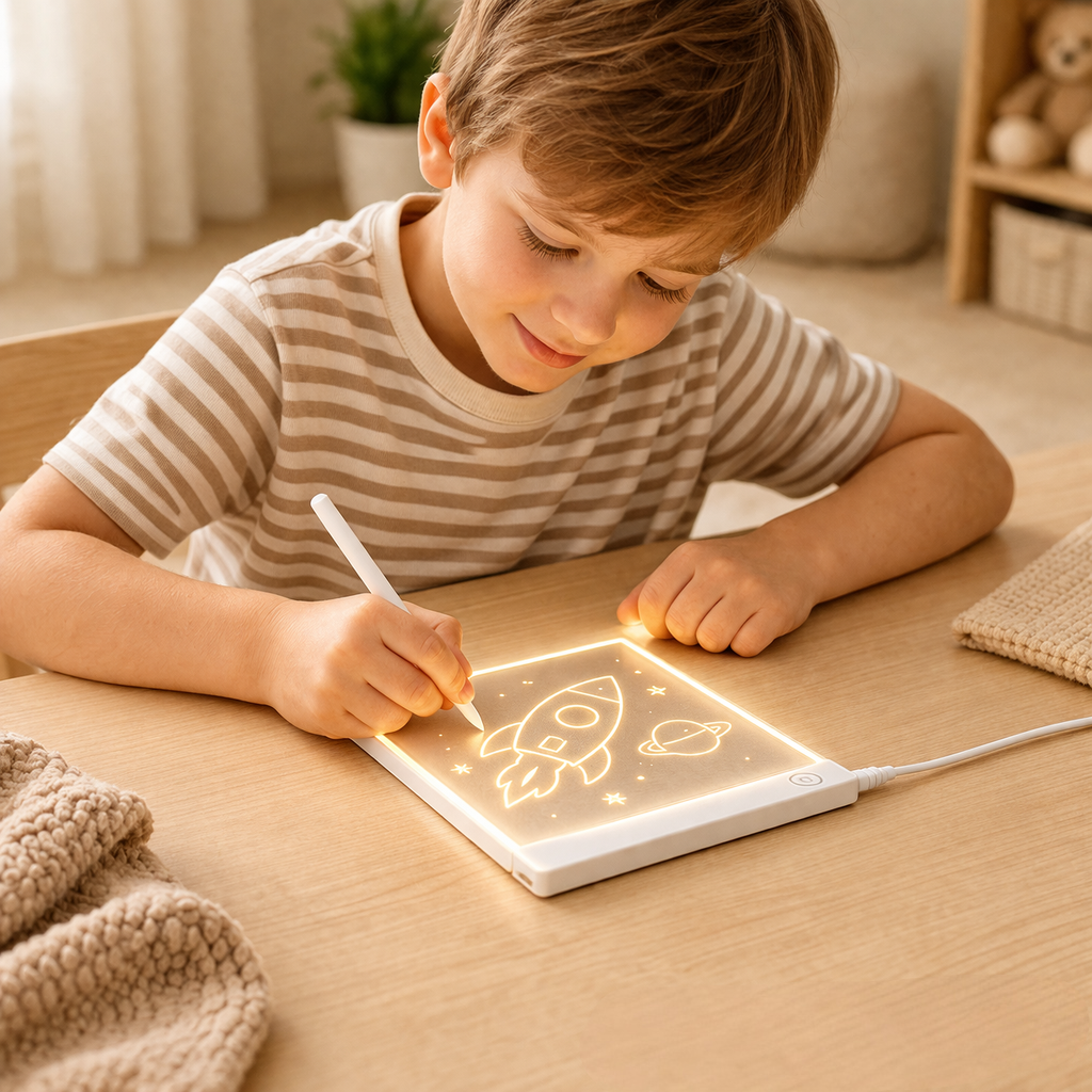 LED Acrylic Drawing Board for Kids with USB Light and Adjustable Stand