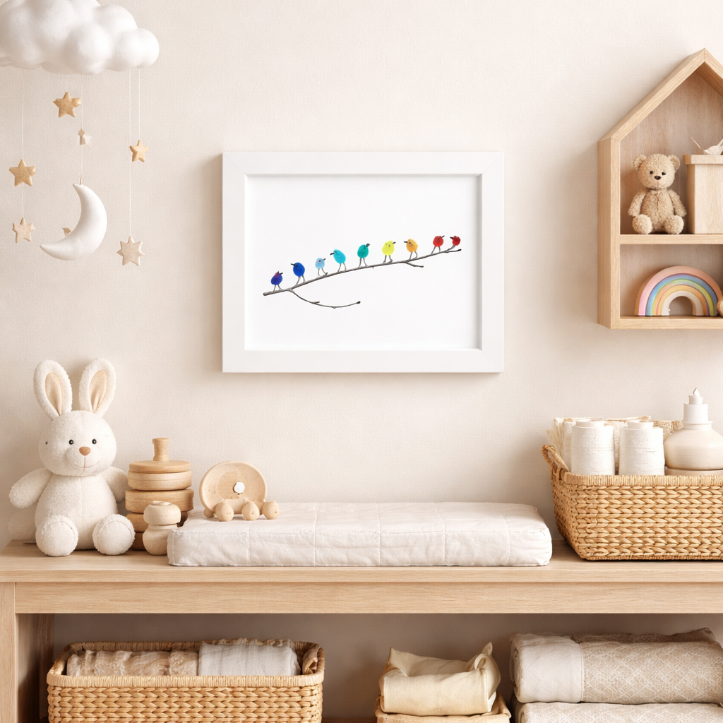 Coastal Sea Glass Bird Wall Art Frame