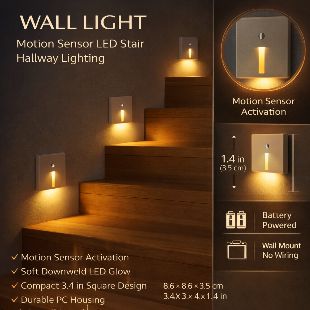 Motion Sensor LED Wall Light for Stairways and Hallways