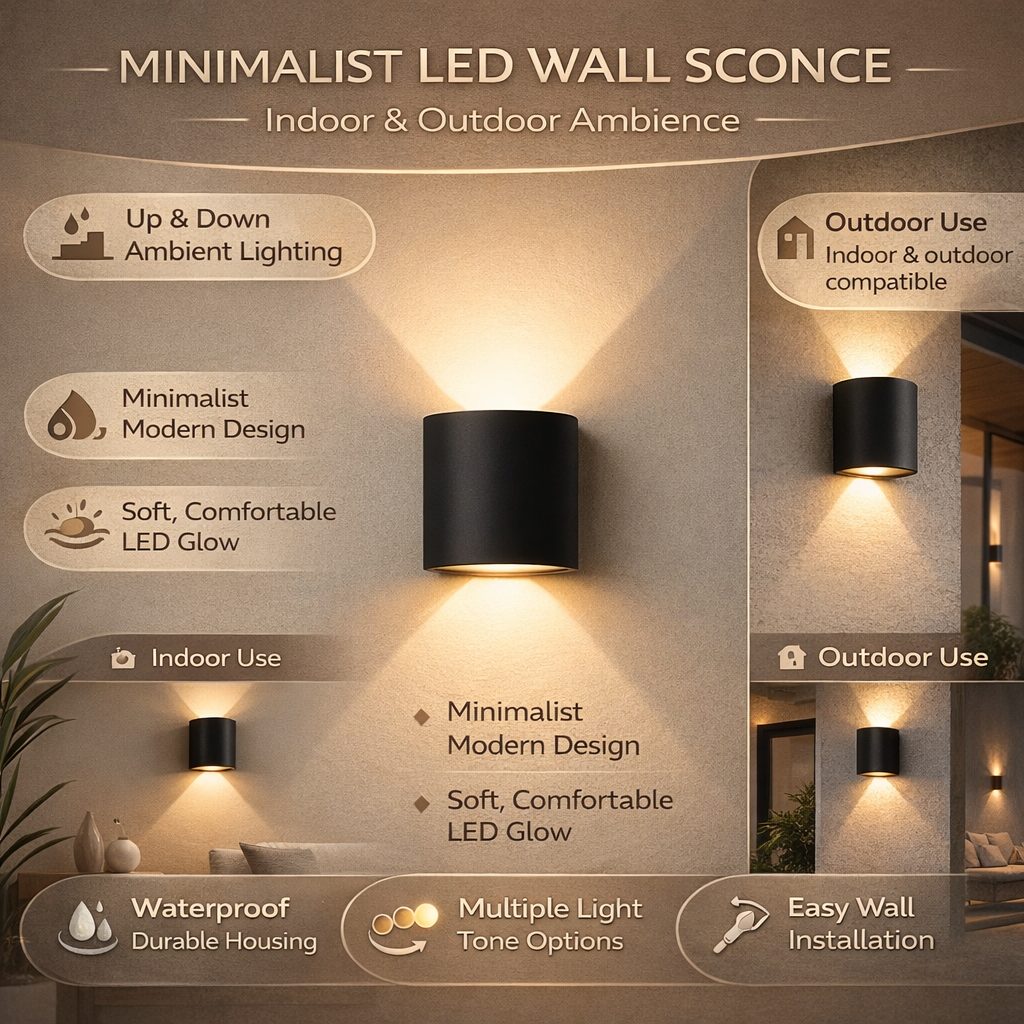 LED Minimalist Up Down Wall Light - Waterproof Aluminum Sconce