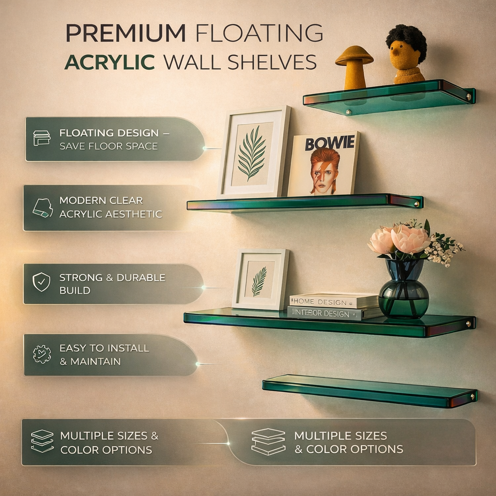 Acrylic Floating Wall Shelf - Minimalist Storage Display