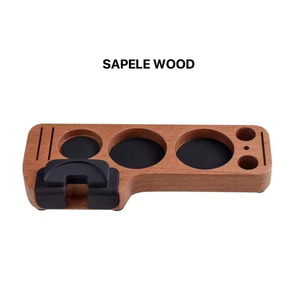 Walnut Espresso Tamper Organizer with Anti-Slip Base