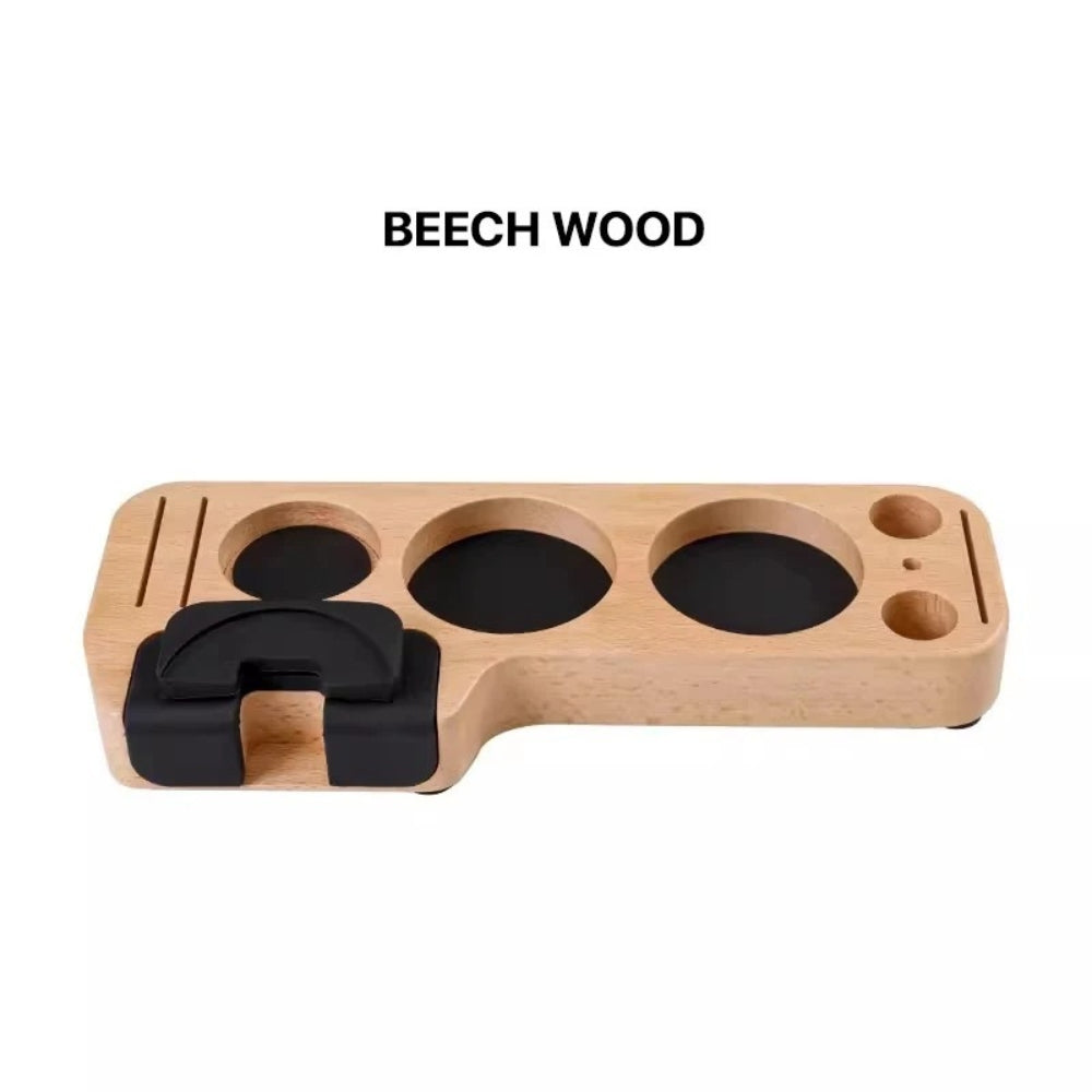 Walnut Espresso Tamper Organizer with Anti-Slip Base