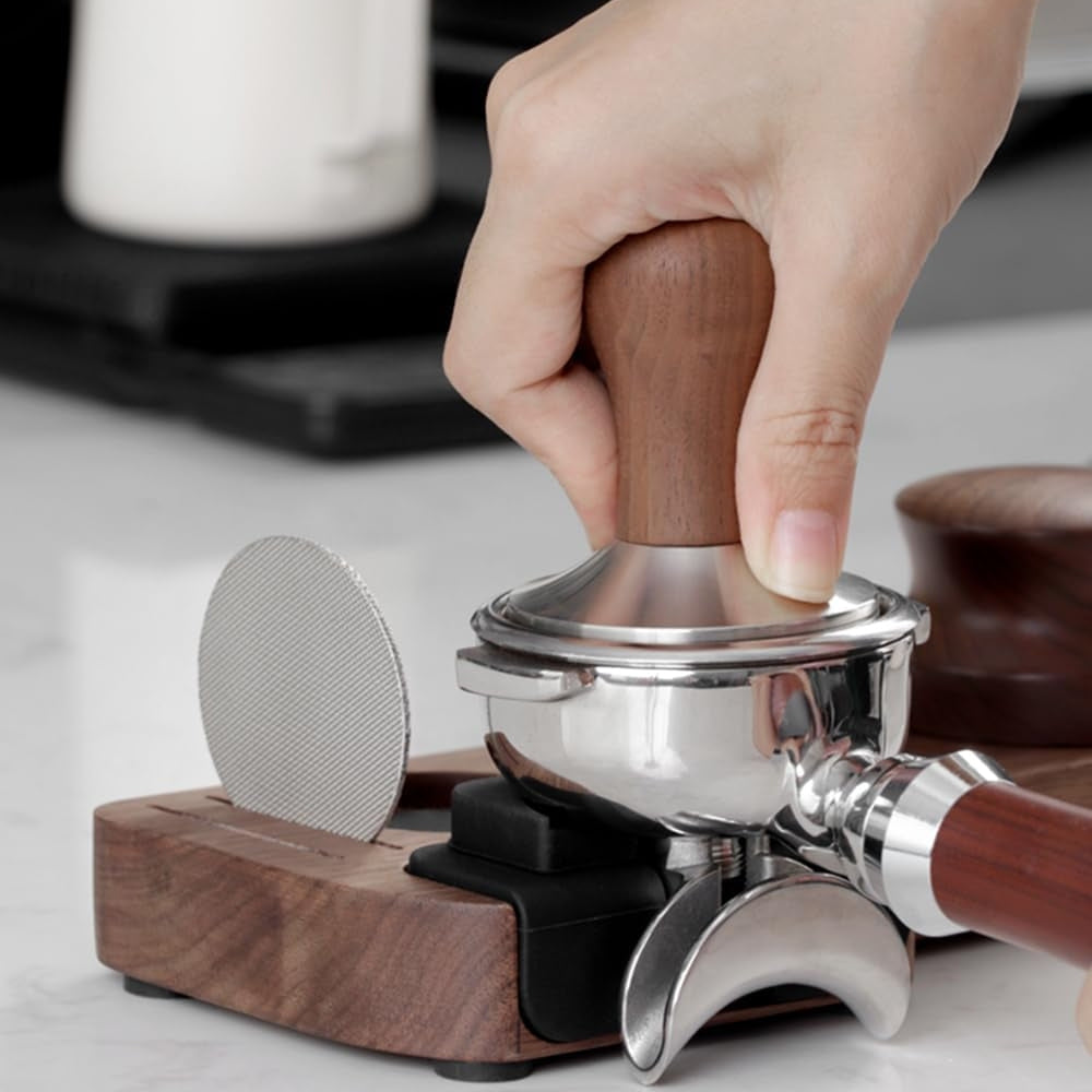 Walnut Espresso Tamper Organizer with Anti-Slip Base