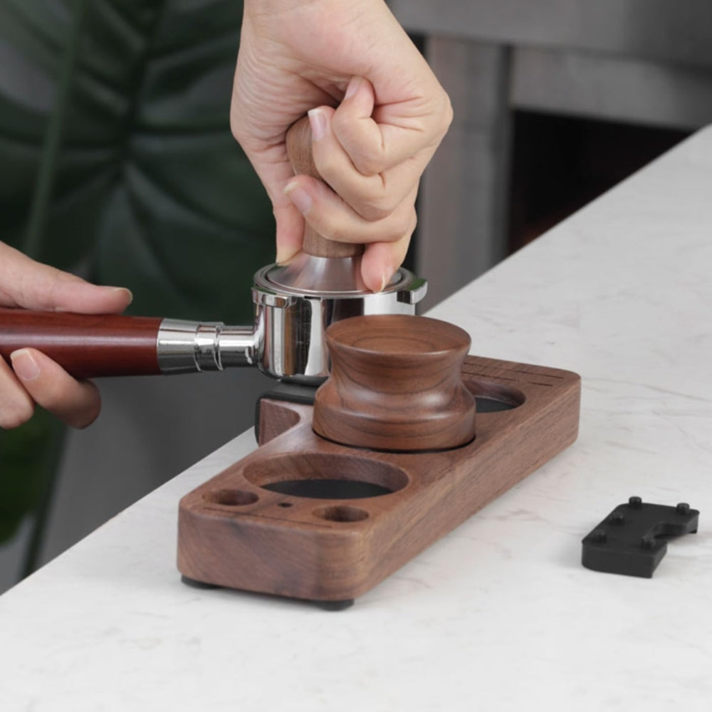Walnut Espresso Tamper Organizer with Anti-Slip Base