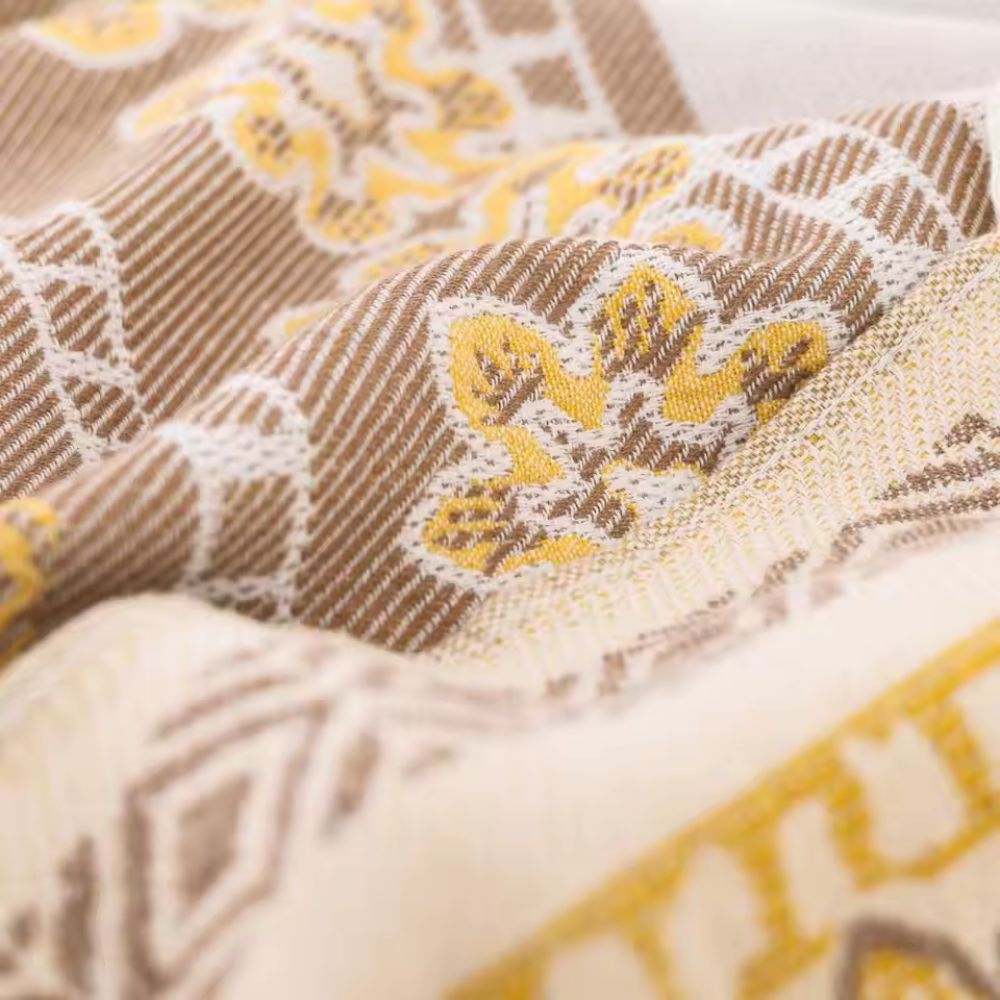 Cotton Boho Mandala Throw Blanket with Fringe