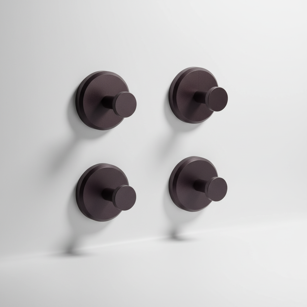 Moisture-Resistant Wall-Mounted Bathroom Hook Set - 4 Elegant Hooks