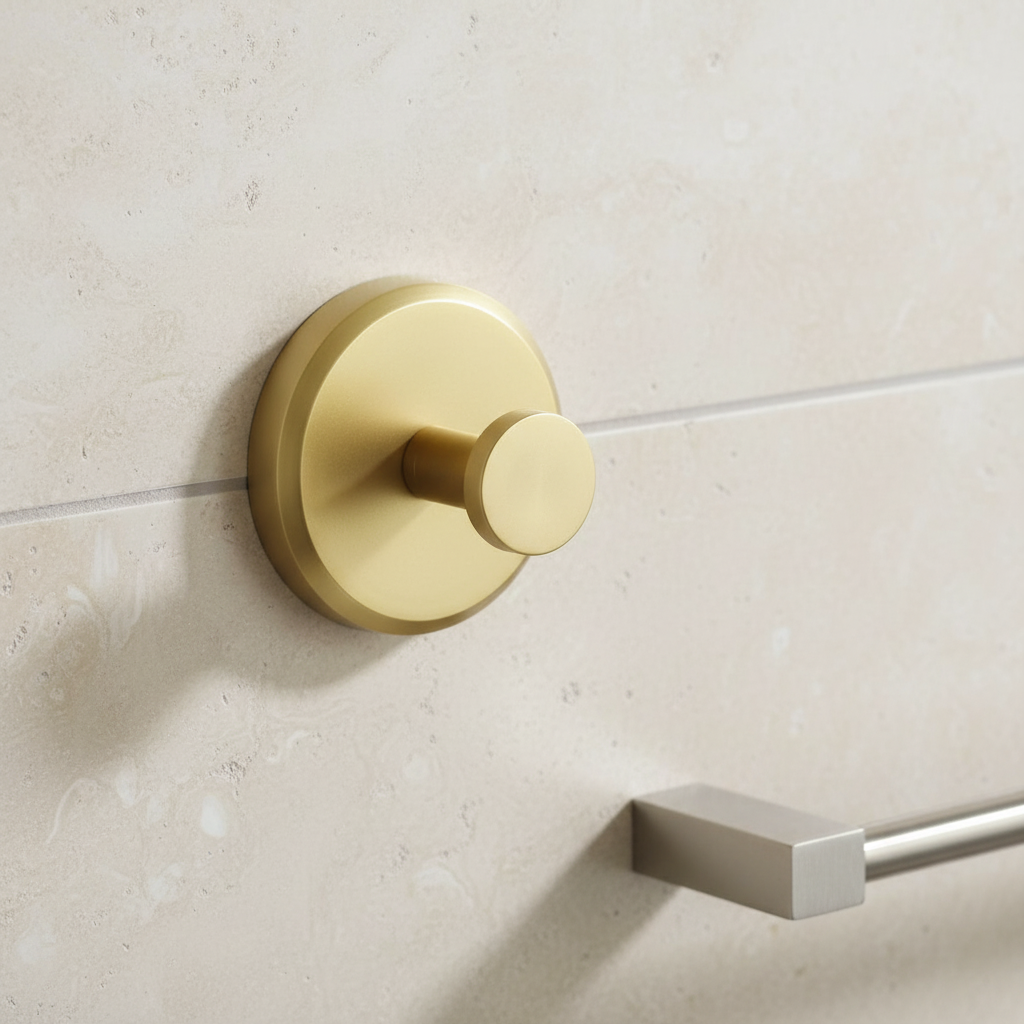 Moisture-Resistant Wall-Mounted Bathroom Hook Set - 4 Elegant Hooks
