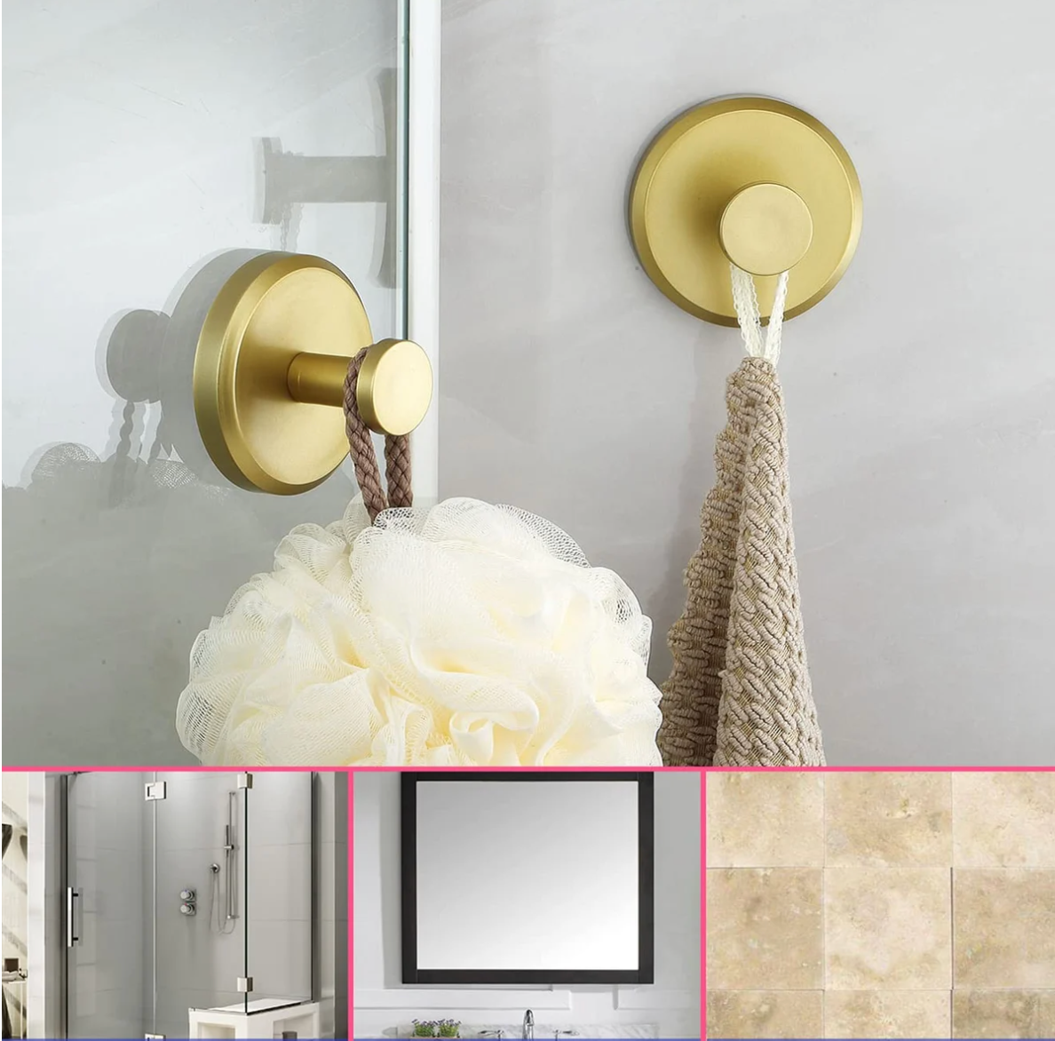 Moisture-Resistant Wall-Mounted Bathroom Hook Set - 4 Elegant Hooks