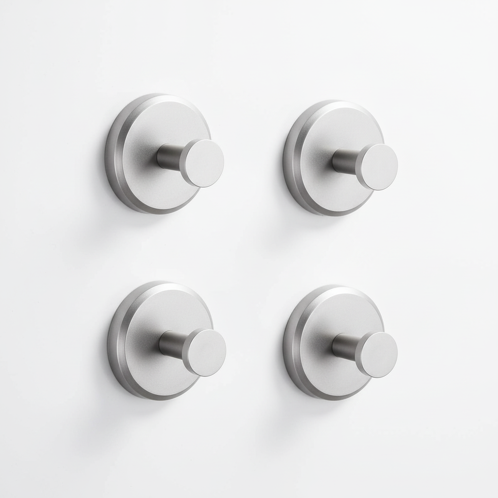 Moisture-Resistant Wall-Mounted Bathroom Hook Set - 4 Elegant Hooks