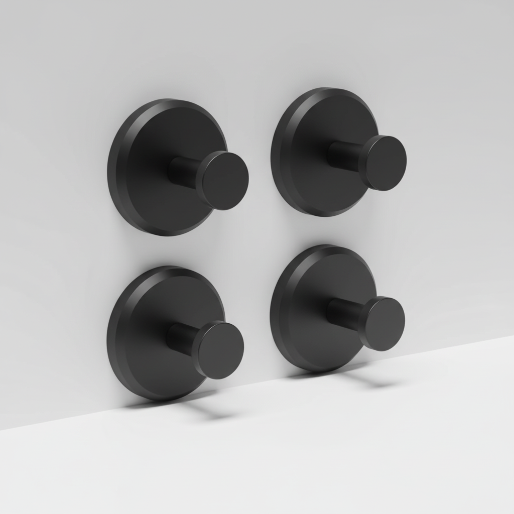 Moisture-Resistant Wall-Mounted Bathroom Hook Set - 4 Elegant Hooks