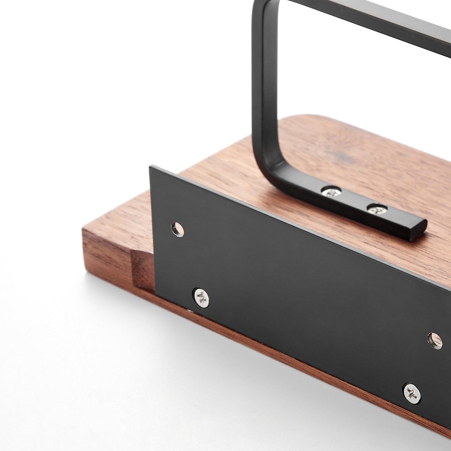 Wall-Mounted Natural Wood Bathroom Shelf with Phone Holder