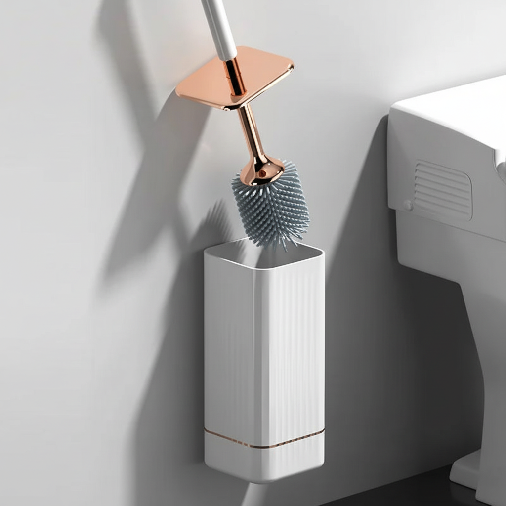 Wall-Mounted Fast-Drying Toilet Brush with Flexible Bristles