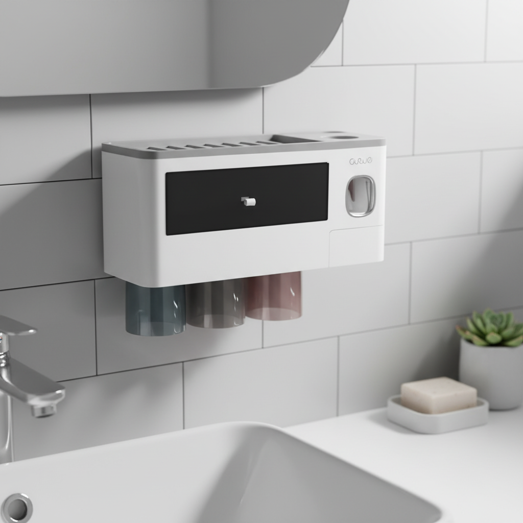 Wall-Mounted Automatic Toothpaste Dispenser with Hygienic Toothbrush Holder