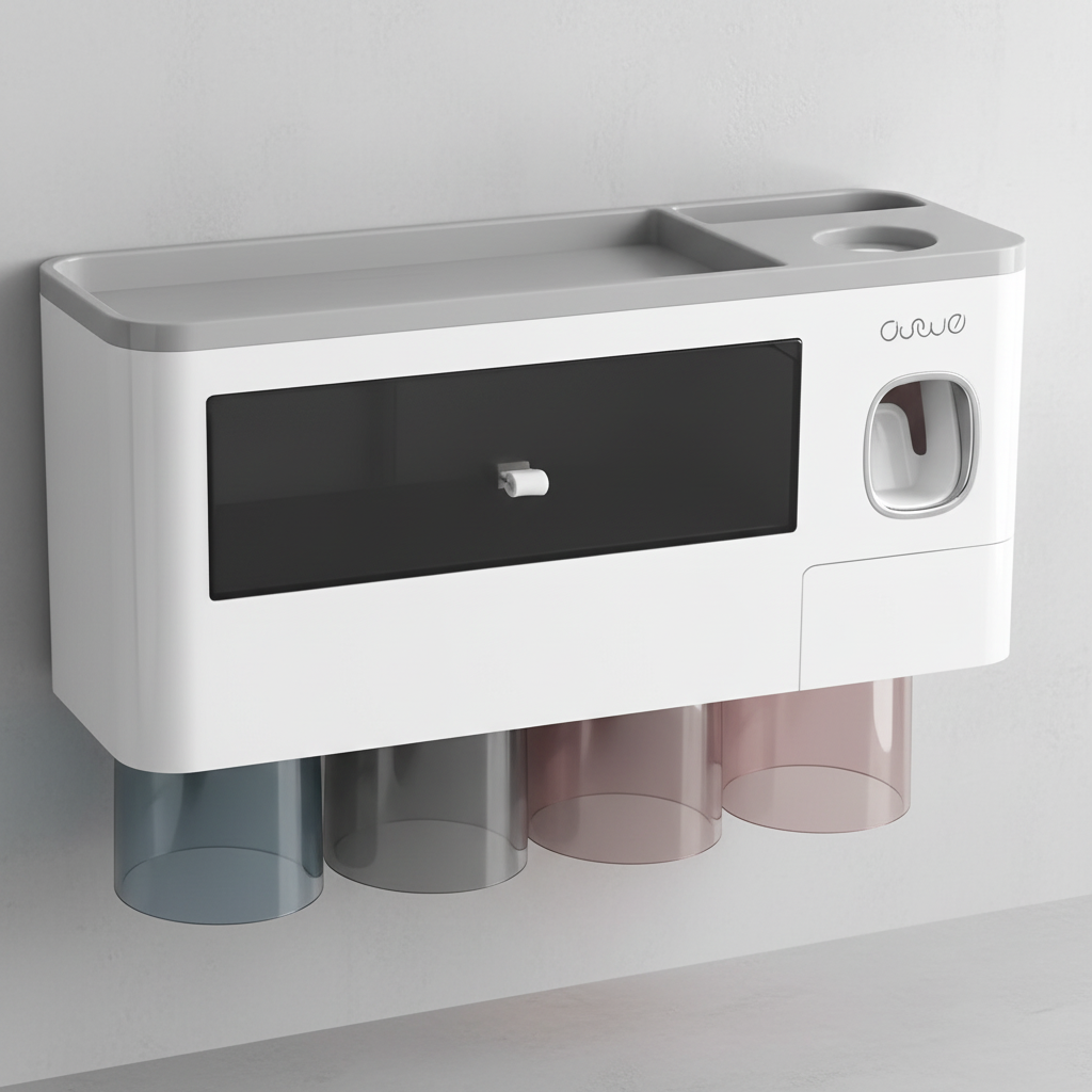 Wall-Mounted Automatic Toothpaste Dispenser with Hygienic Toothbrush Holder