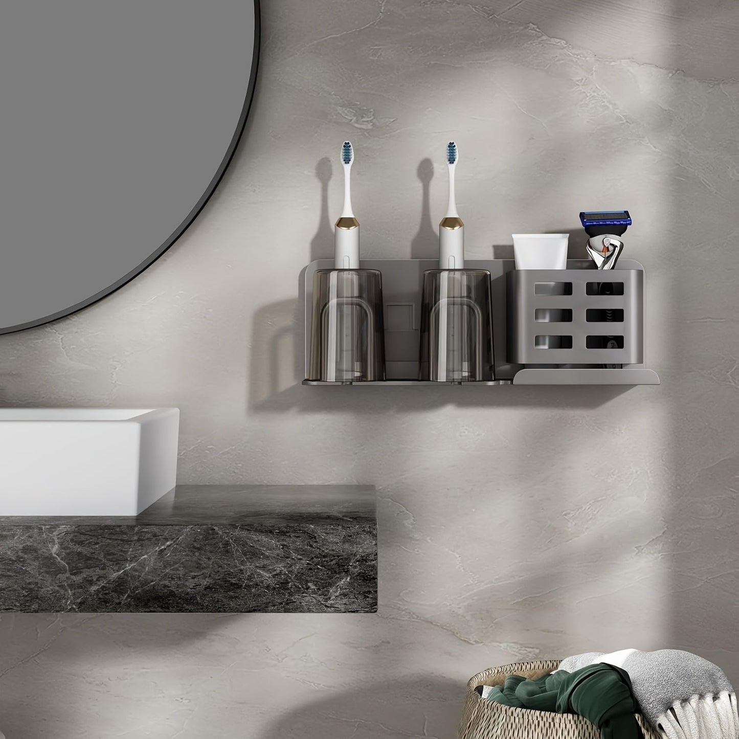 Wall-Mounted Rust-Free Aluminium Toothbrush Holder