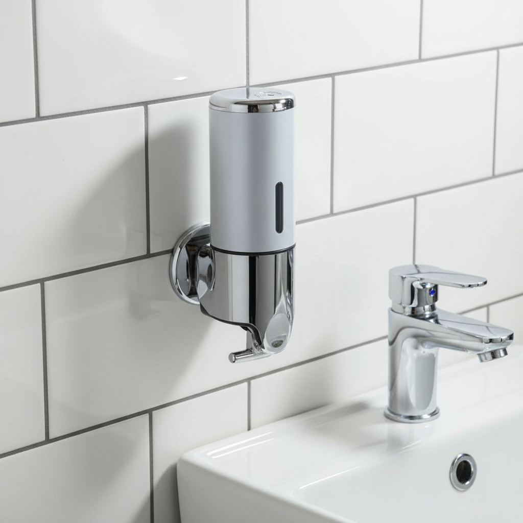 Wall-Mounted Corrosion-Resistant Soap Dispenser with Push-Button Operation