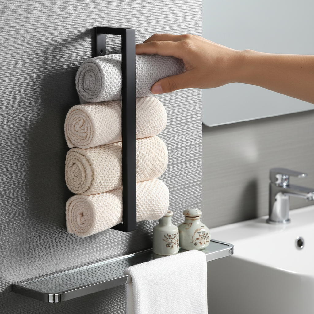 Stainless Steel Wall-Mounted Towel Holder - Space-Saving Design