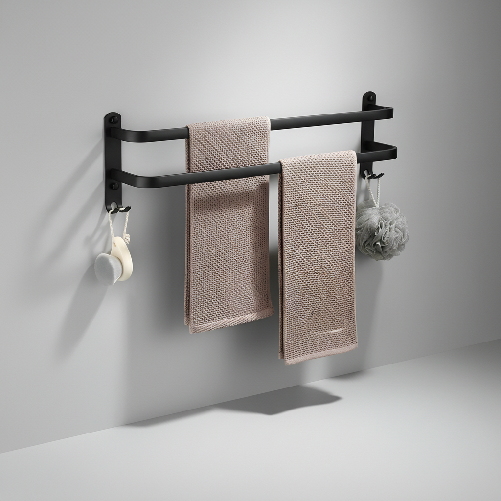 Wall-Mounted Metal Towel Holder with Multiple Bars