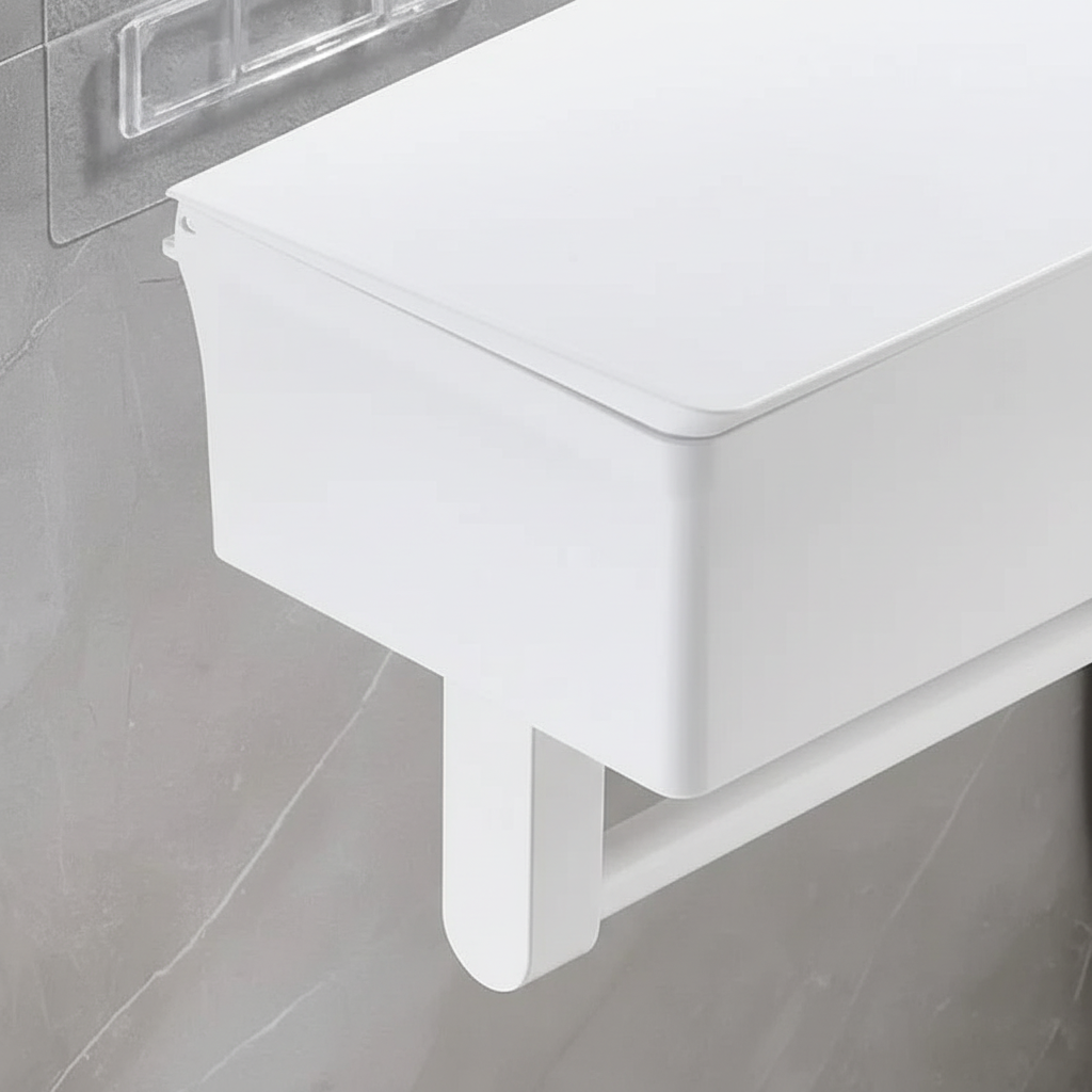 Wall-Mounted Toilet Paper Holder with Integrated Storage Drawer