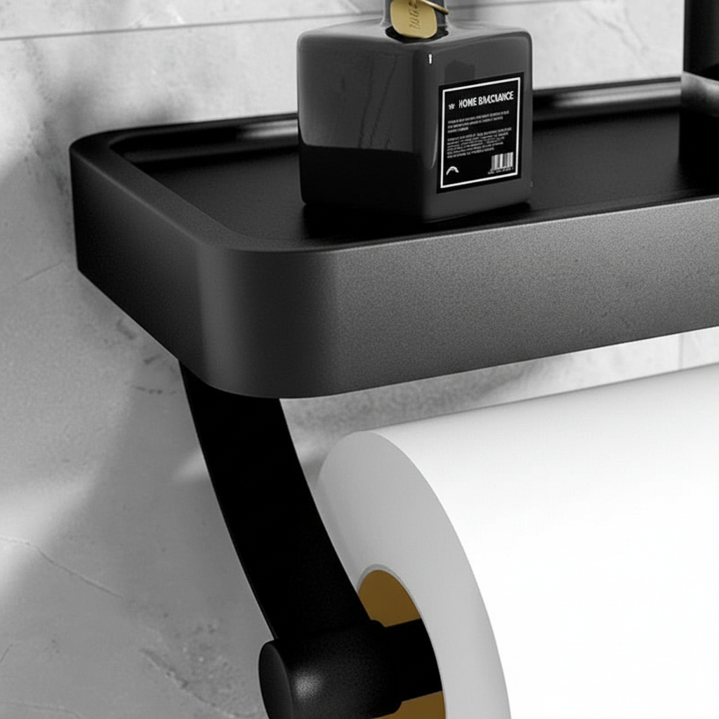Wall-Mounted Stainless Steel Toilet Paper Holder with Shelf