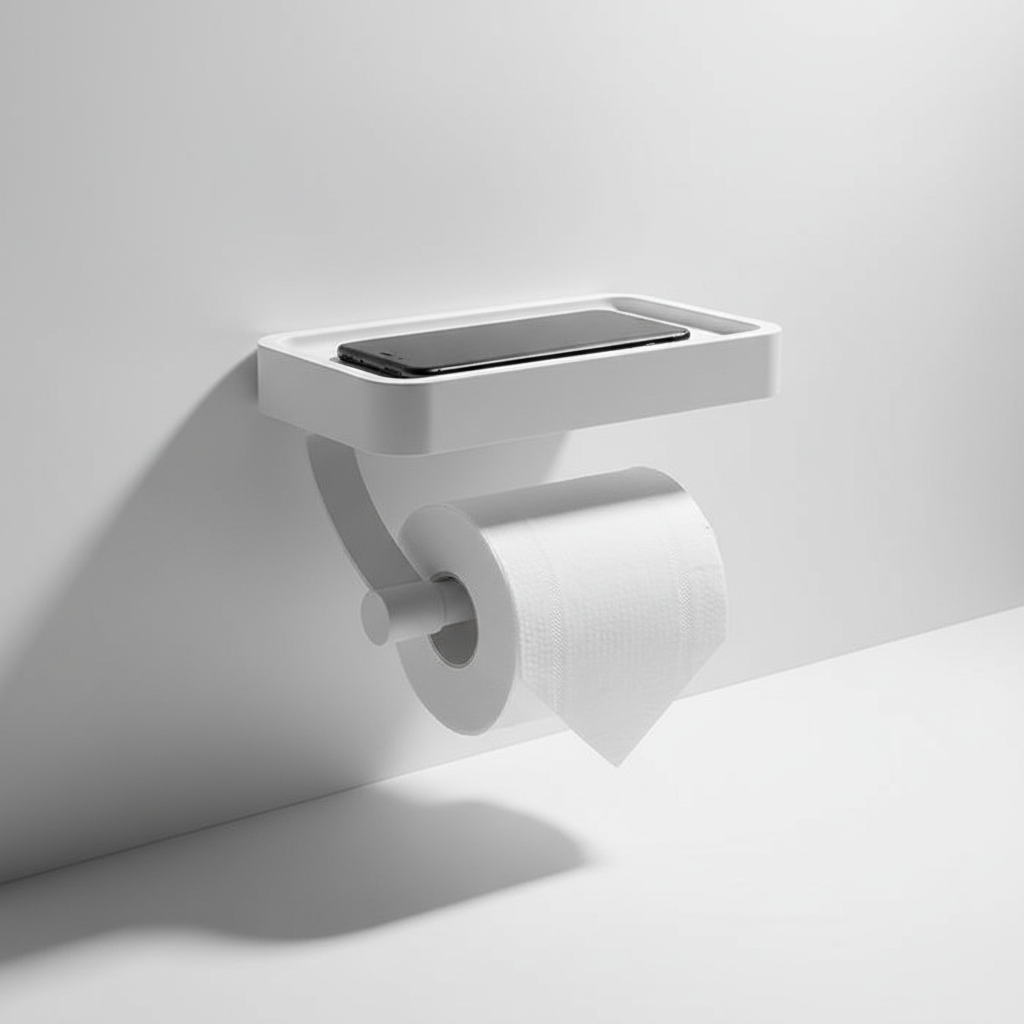 Wall-Mounted Stainless Steel Toilet Paper Holder with Shelf