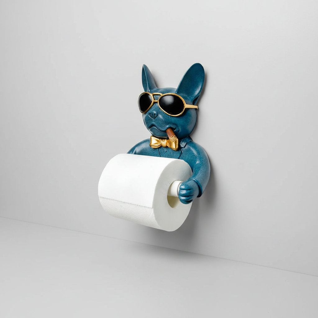Dog-Shaped Wall-Mounted Toilet Paper Holder in Resin