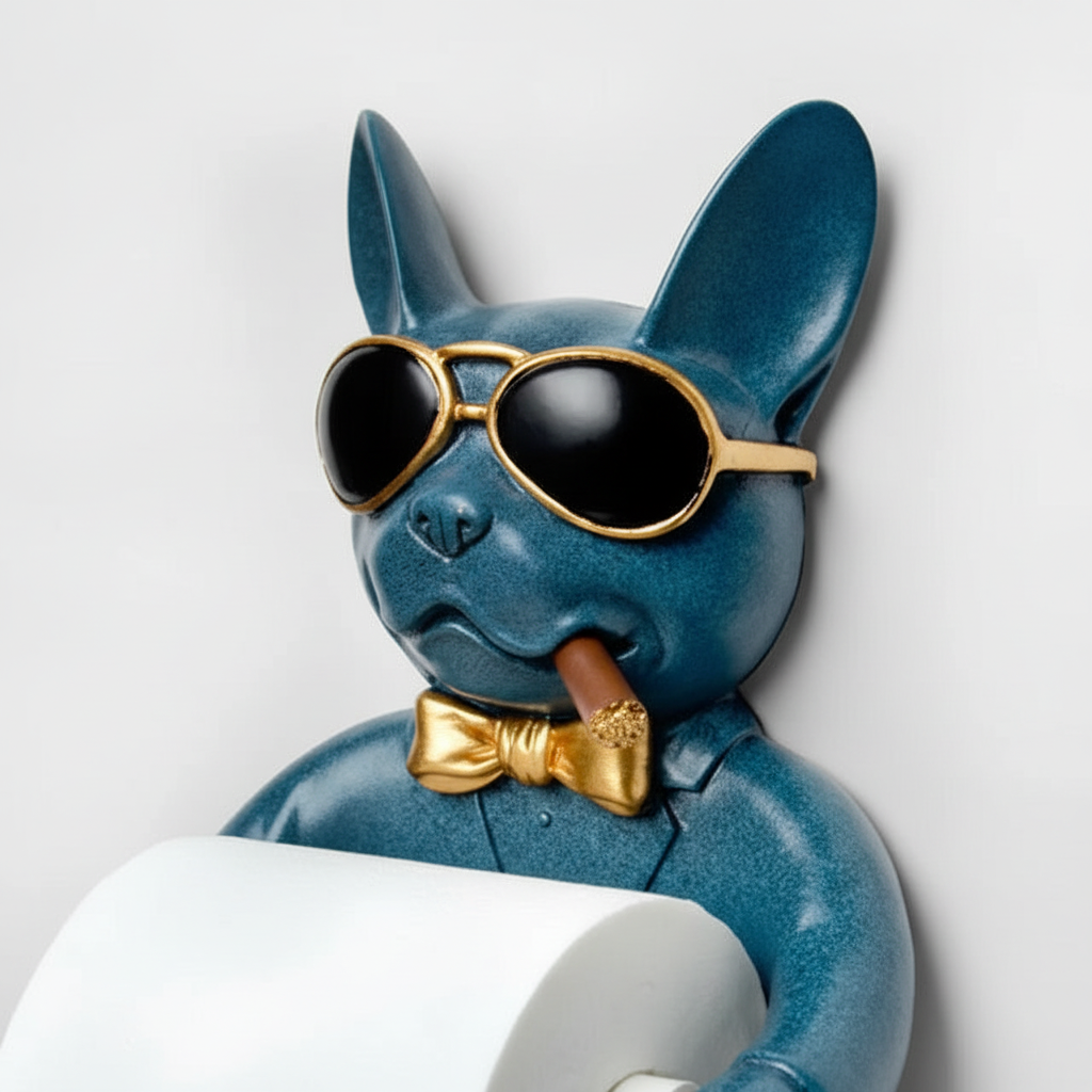 Dog-Shaped Wall-Mounted Toilet Paper Holder in Resin