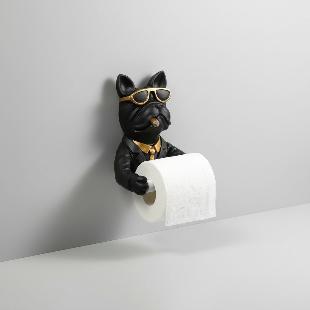 Dog-Shaped Wall-Mounted Toilet Paper Holder in Resin