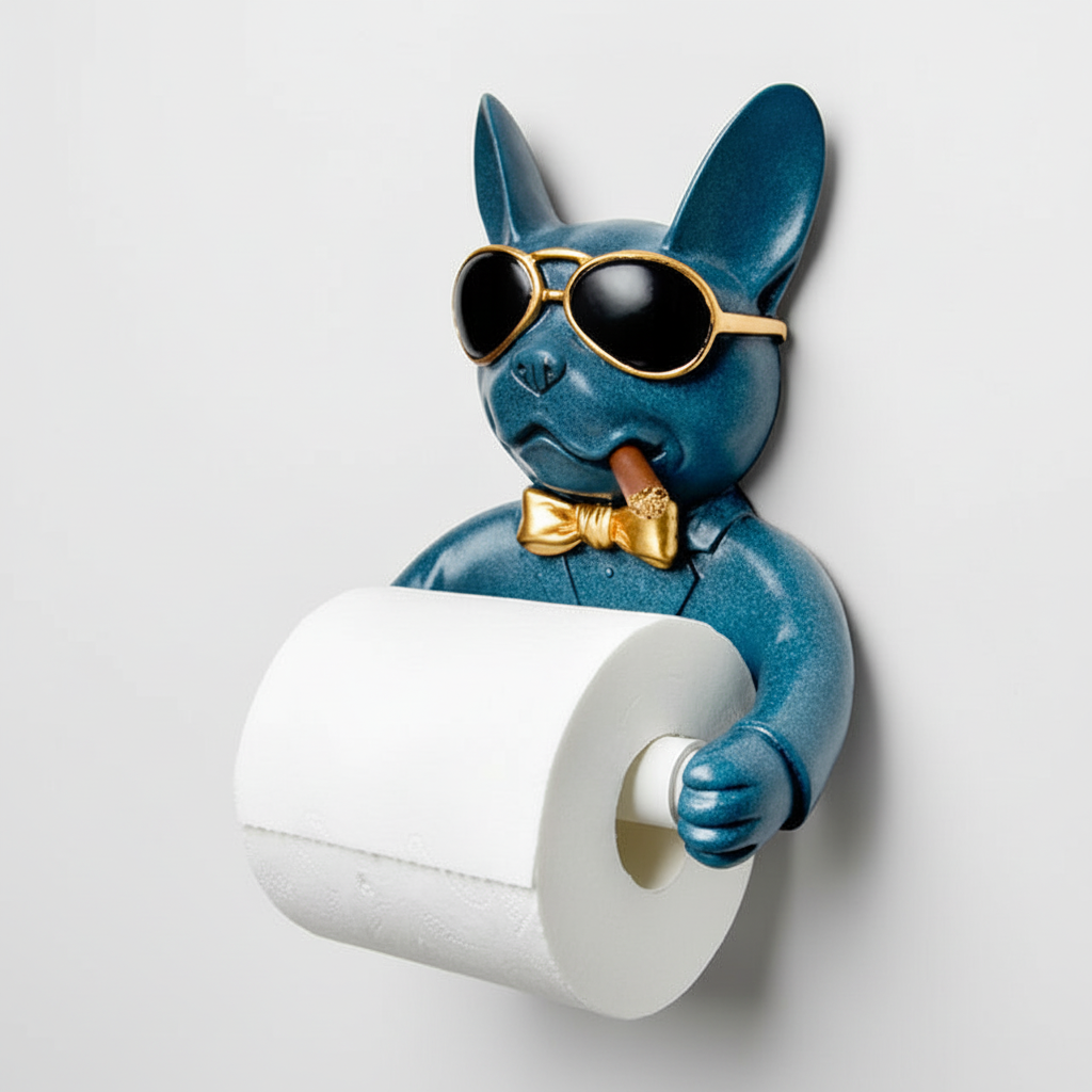 Dog-Shaped Wall-Mounted Toilet Paper Holder in Resin