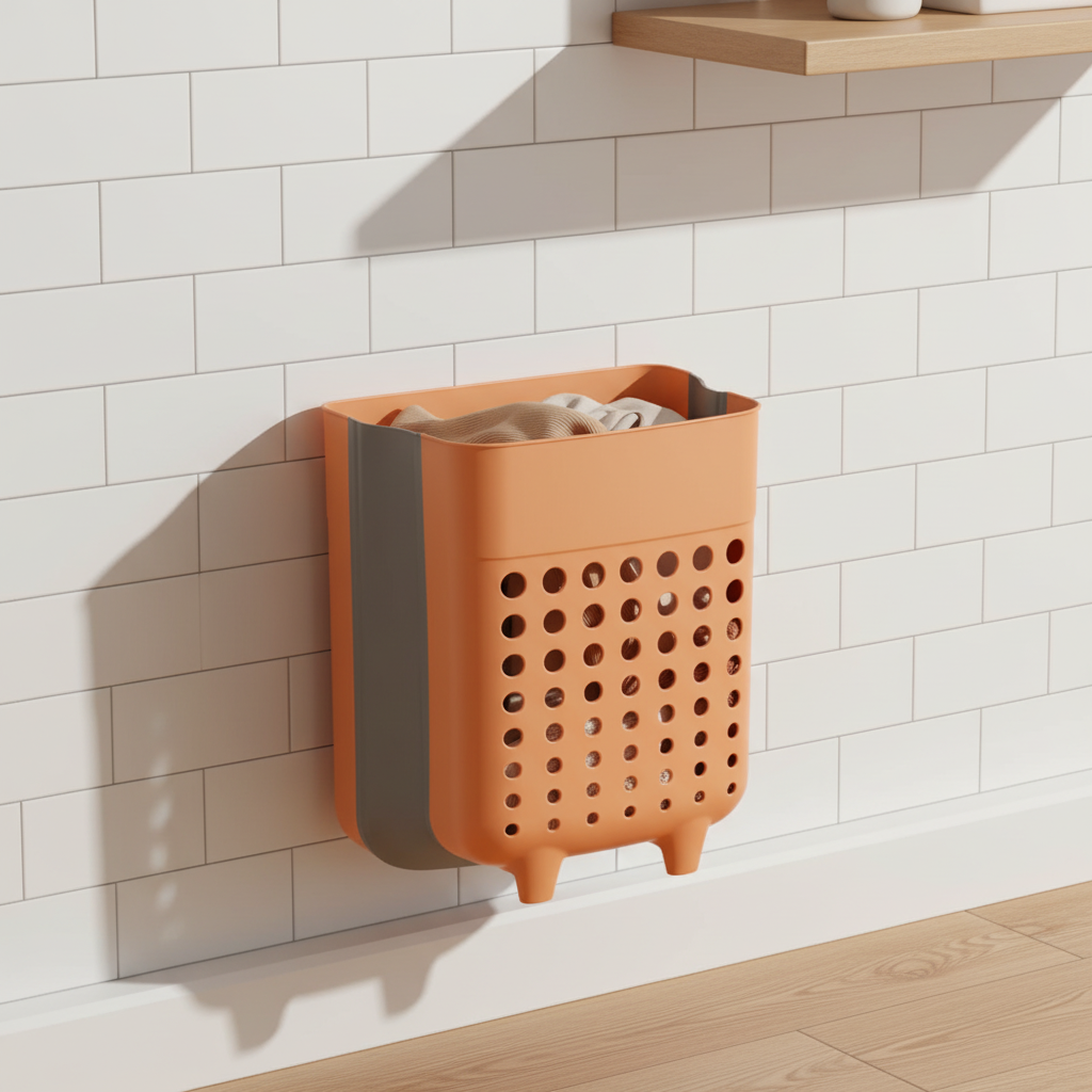 Foldable Wall-Mounted Laundry Basket with Ventilated Design