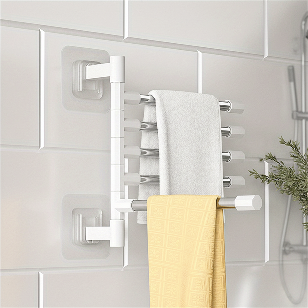 Wall-Mounted Swivel Towel Holder with 5 Arms