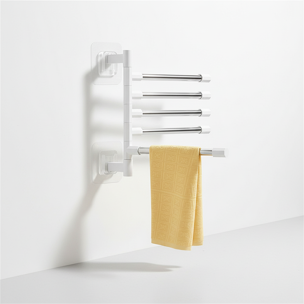Wall-Mounted Swivel Towel Holder with 5 Arms