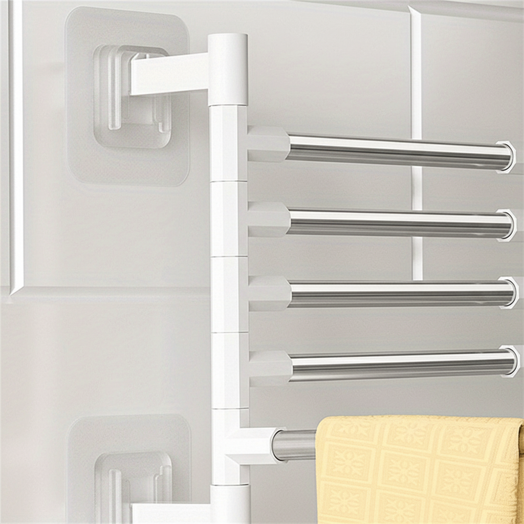 Wall-Mounted Swivel Towel Holder with 5 Arms