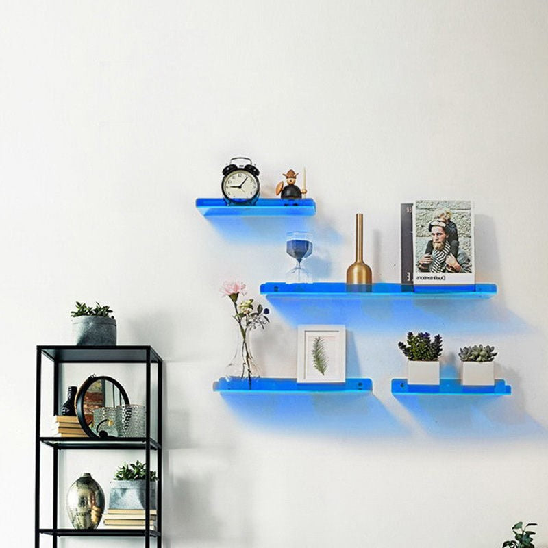 Industrial Blue Floating Wall Shelf for Versatile Storage