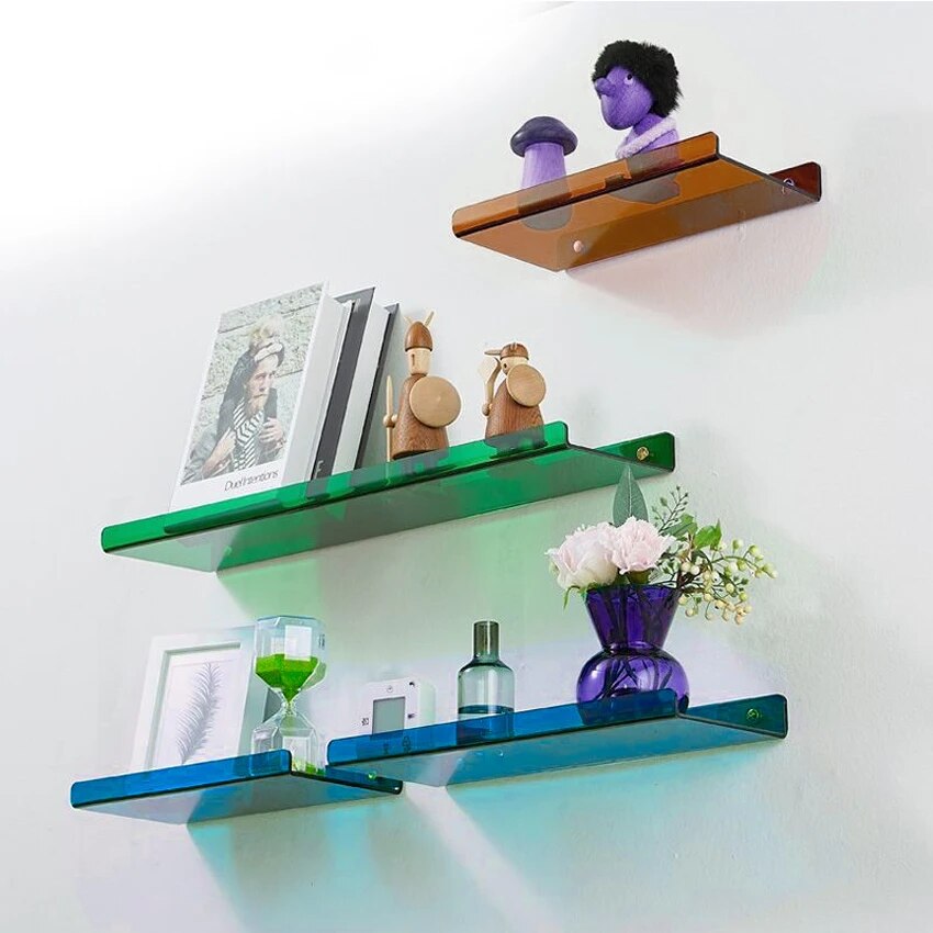 Industrial Blue Floating Wall Shelf with Easy Installation